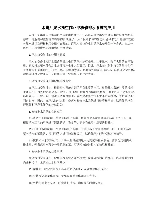 水电厂尾水抽空作业中检修排水系统的应用
