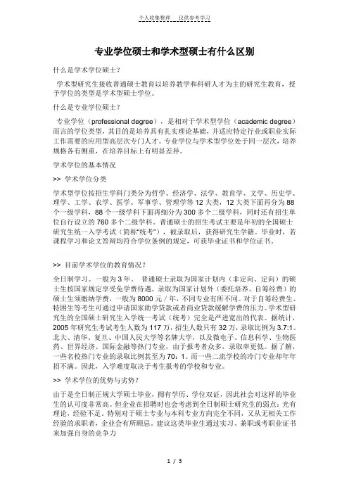 专业学位硕士和学术型硕士有什么区别