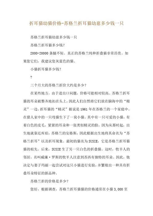 折耳猫幼猫价格-苏格兰折耳猫幼崽多少钱一只