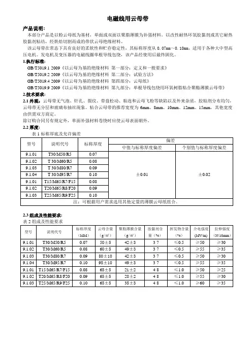 云母带产品说明书