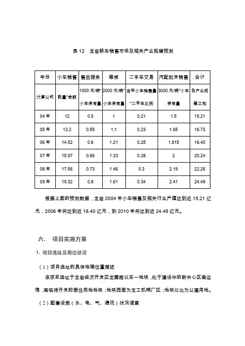 龙岩国际汽车城项目可行性研究报告B