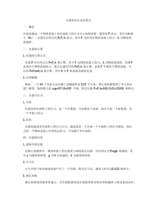 压强知识点总结笔记