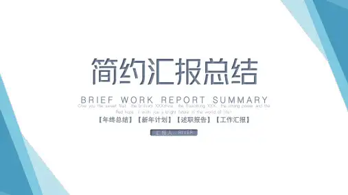 蓝色简约汇报总结PPT模板