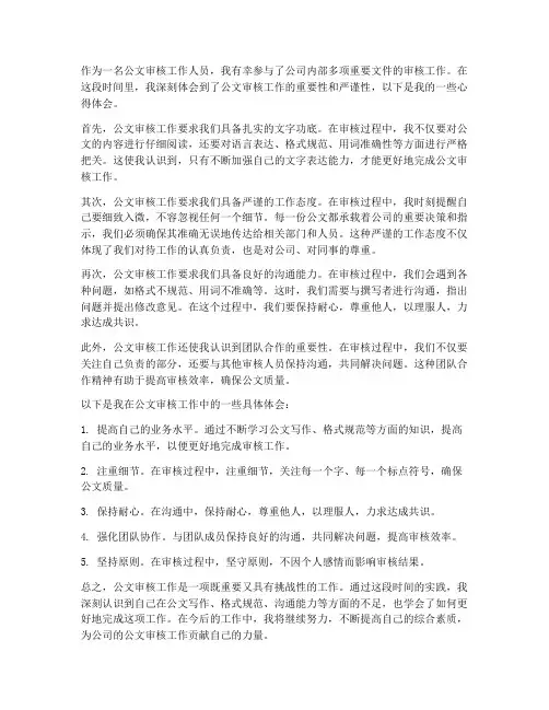 公文审核工作心得体会