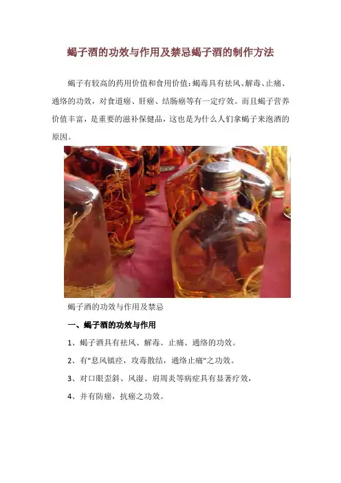 蝎子酒的功效与作用及禁忌 蝎子酒的制作方法