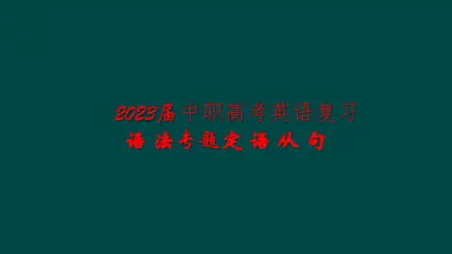 2023届中职高考英语复习语法专题-定语从句
