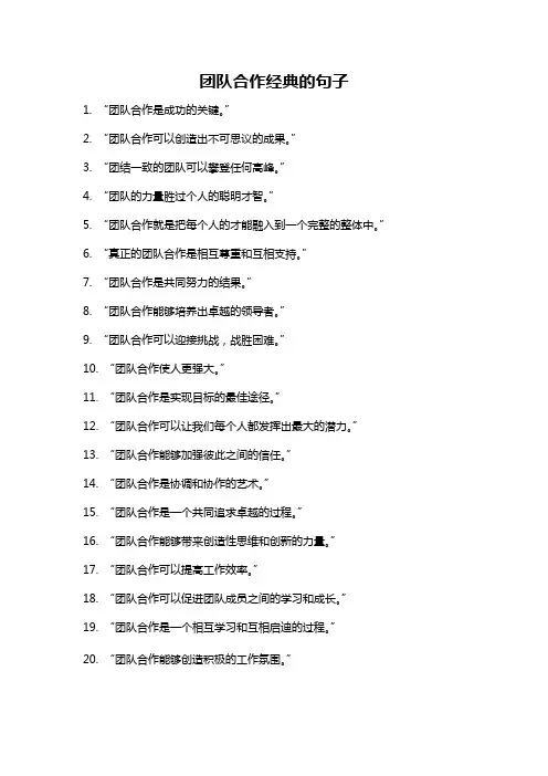 团队合作经典的句子