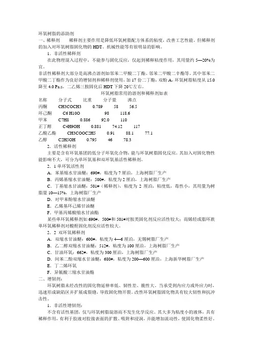环氧树脂稀释剂的添助剂