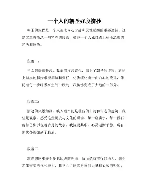 一个人的朝圣好段摘抄