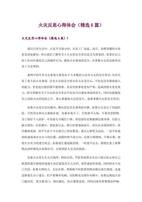 火灾反思心得体会(精选6篇)