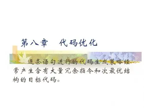 编译原理课件 第八章 代码优化