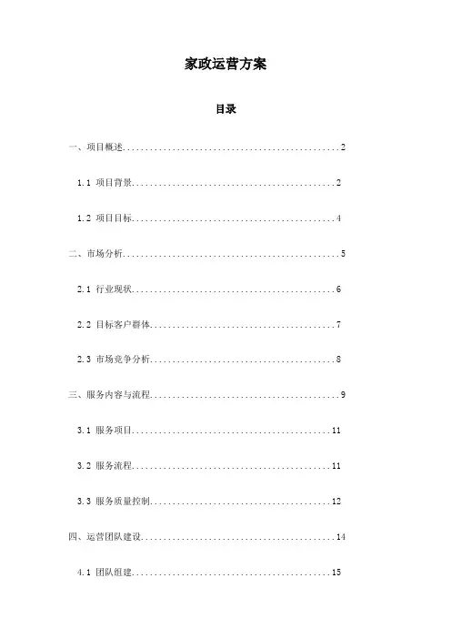 家政运营方案