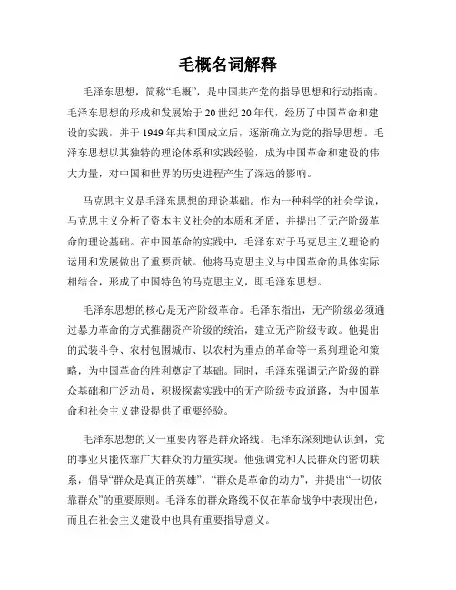 毛概名词解释