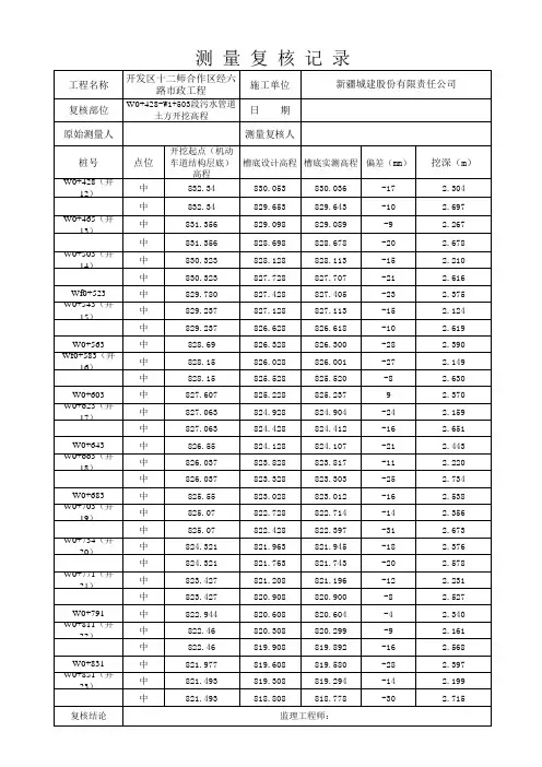 管道测量复核记录1