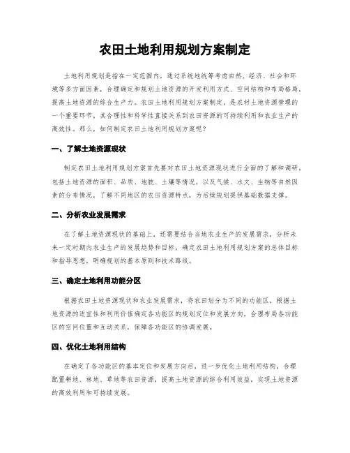 农田土地利用规划方案制定