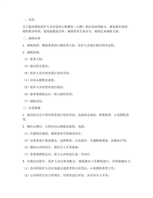 心梗入院应急演练方案及措施