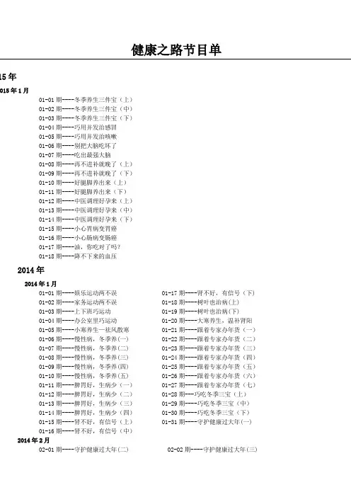 健康之路节目单2011.0101—2015.0118 (2)