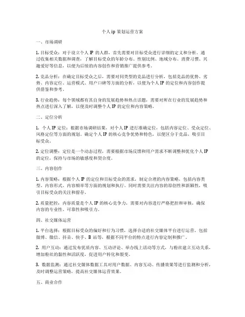 个人ip策划运营方案