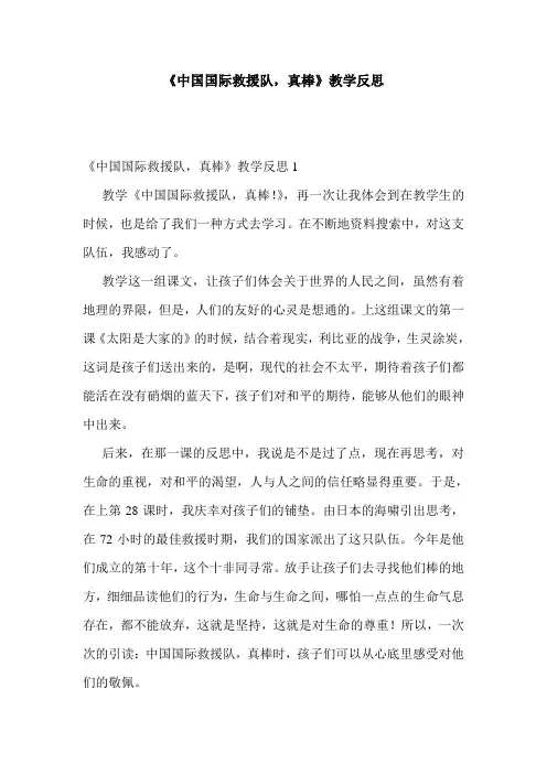 《中国国际救援队,真棒》教学反思