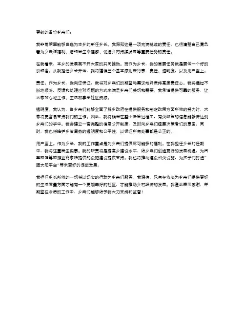 新当选乡长就职演讲范文