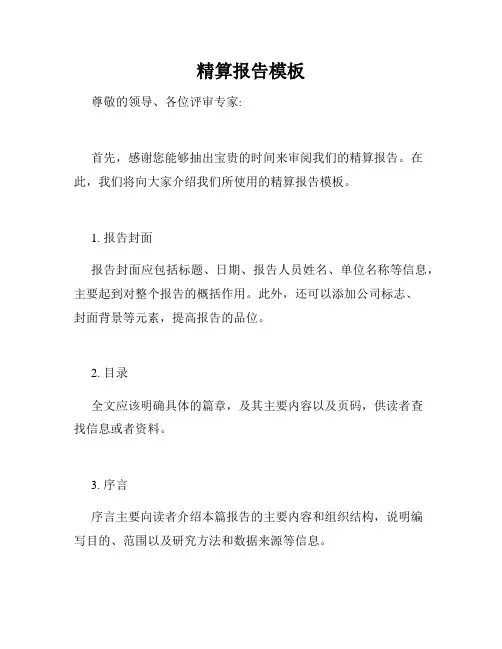 精算报告模板