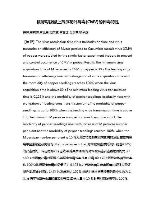桃蚜对辣椒上黄瓜花叶病毒(CMV)的传毒特性