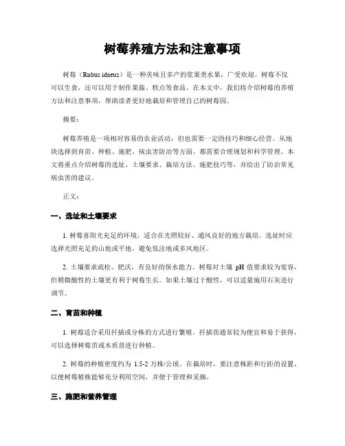 树莓养殖方法和注意事项