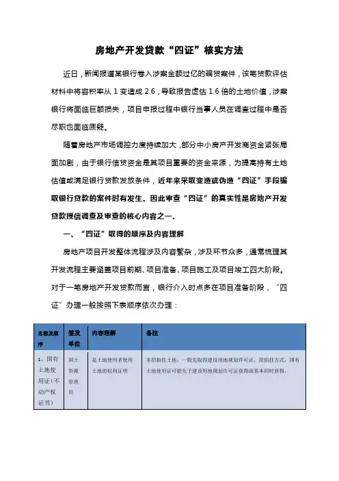 房地产开发贷款“四证”核实方法