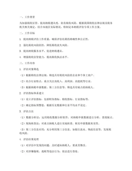 纳税评估专项工作方案