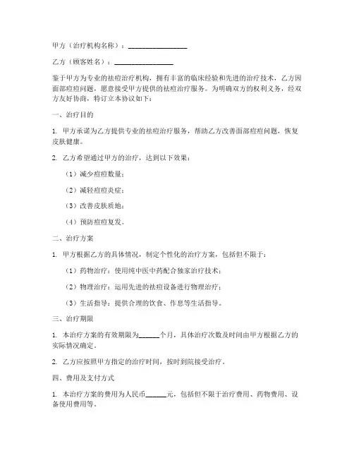 签订祛痘协议书模板