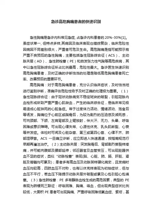 急诊高危胸痛患者的快速识别