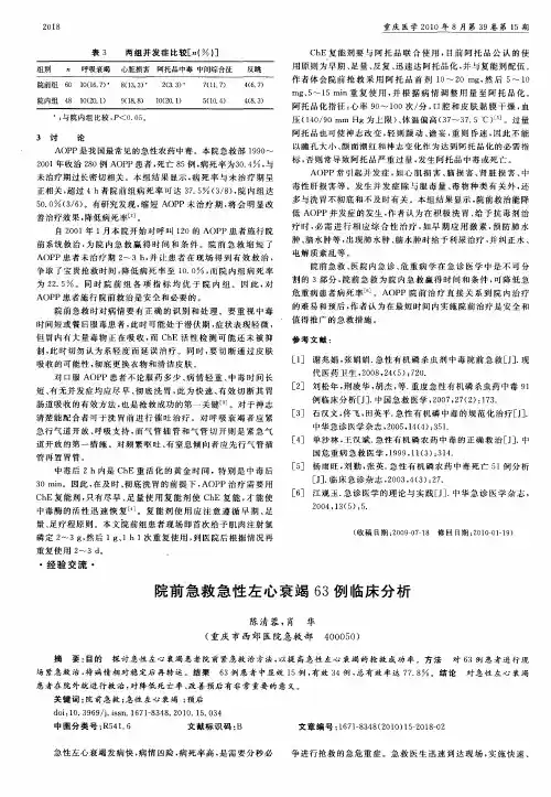 院前急救急性左心衰竭63例临床分析