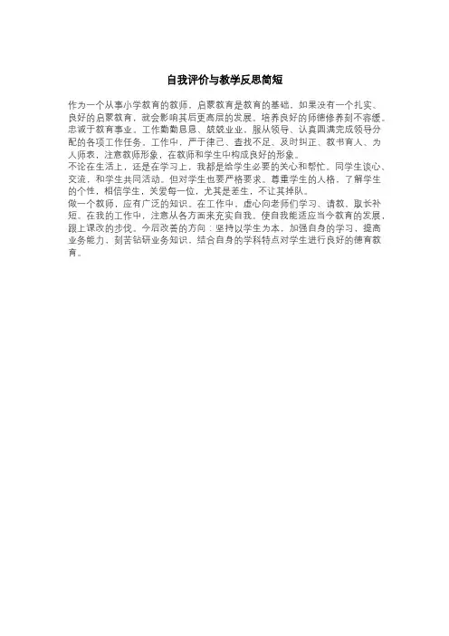 自我评价与教学反思简短