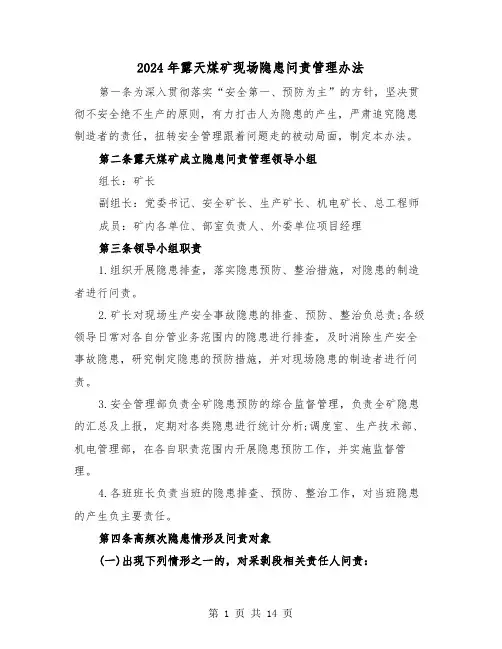2024年露天煤矿现场隐患问责管理办法(三篇)