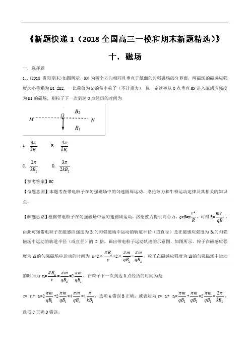 专题10 磁场-新题快递物理之2018全国高三一模和期末新题精选 含解析 精品