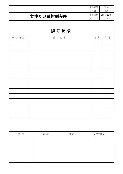 ISO9001-2阶文件-文件及记录控制程序