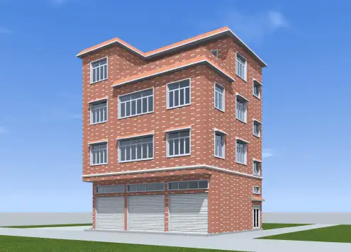 9.8x12.5 三层半门面临街楼房建筑结构水电全套图纸现代农村住宅户型布置图方案图