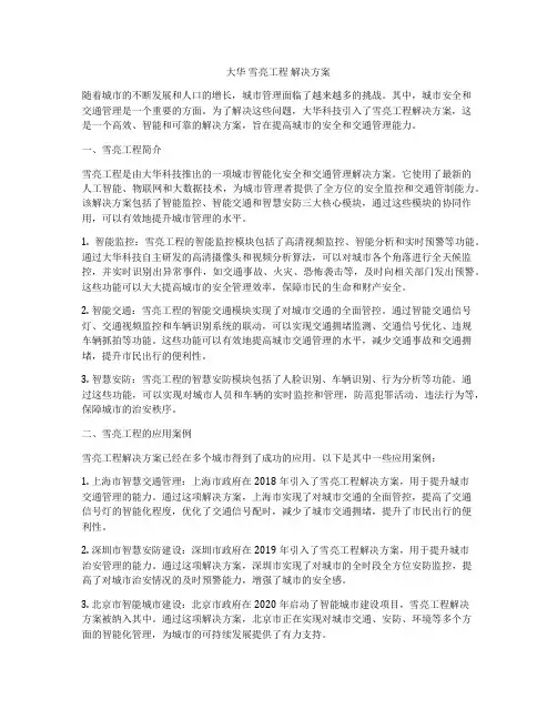 大华 雪亮工程 解决方案