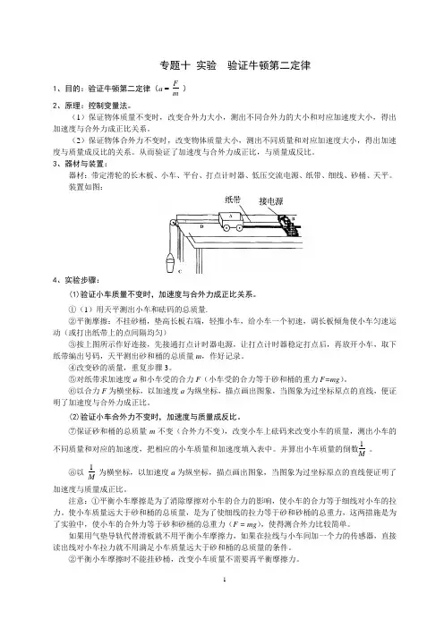 专题九 实验验证牛顿第二定律