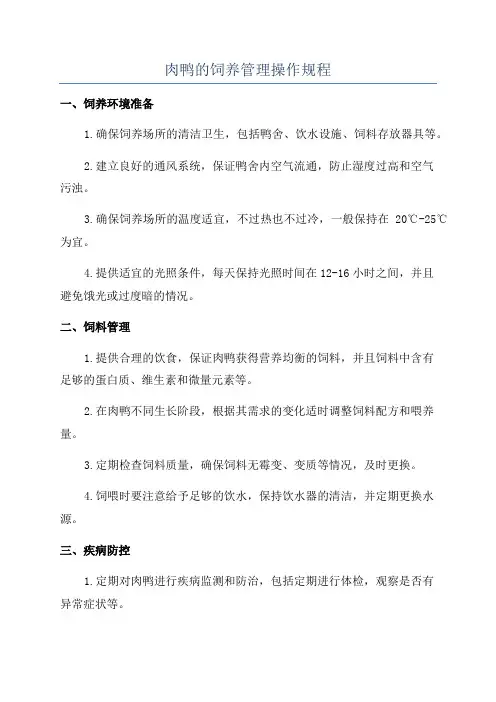 肉鸭的饲养管理操作规程
