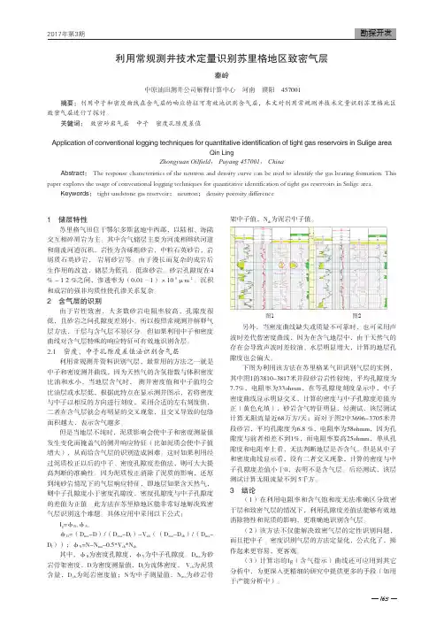 利用常规测井技术定量识别苏里格地区致密气层