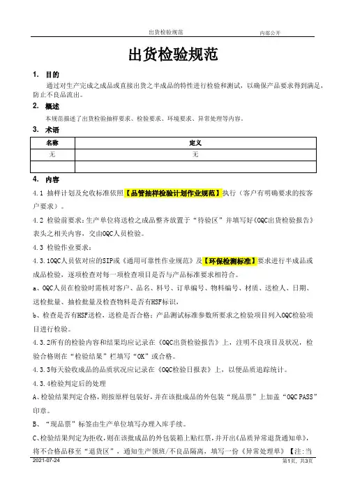 出货检验规范[模板]