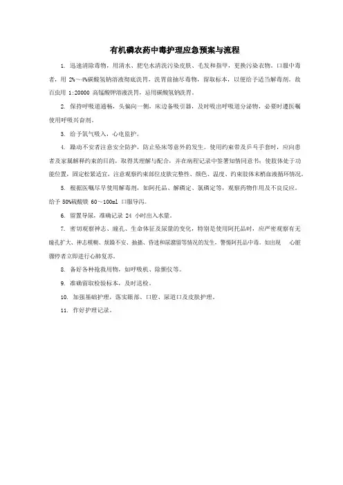 有机磷农药中毒护理应急预案与流程
