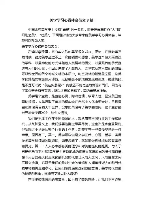 美学学习心得体会范文3篇