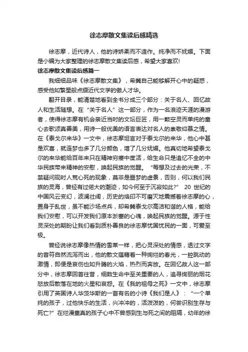 徐志摩散文集读后感精选