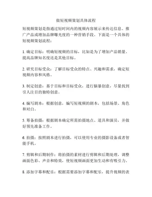 做短视频策划具体流程