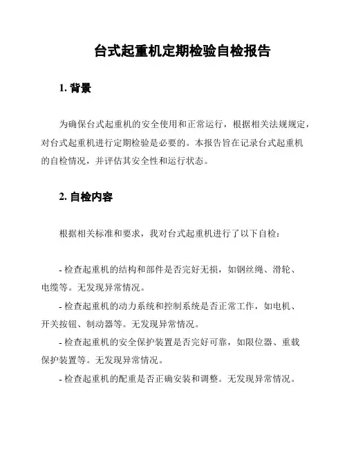 台式起重机定期检验自检报告