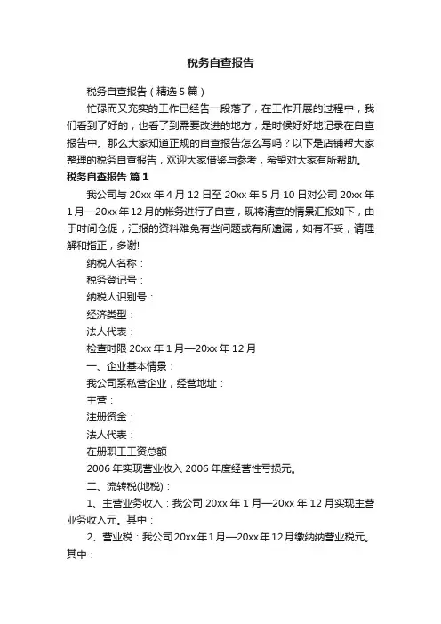 税务自查报告