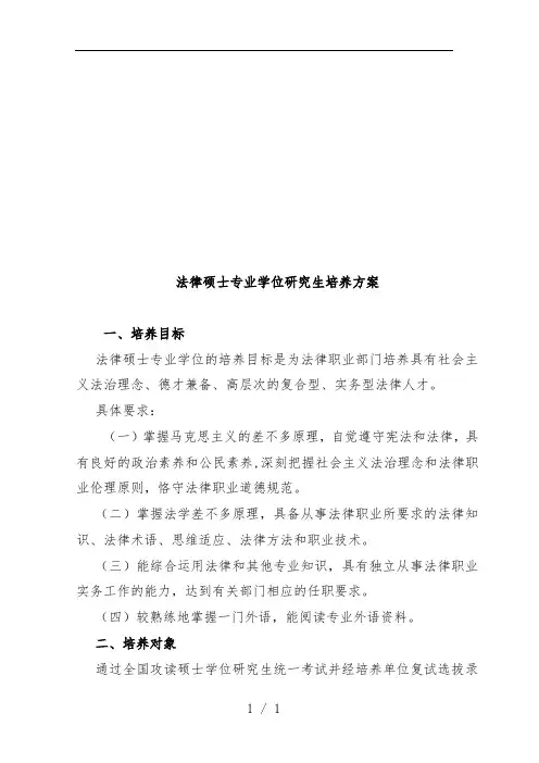 法律硕士专业学位研究生培养策划方案