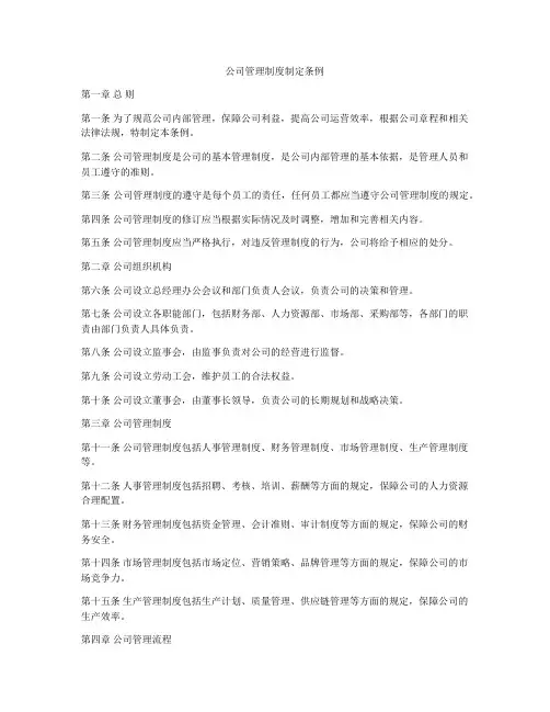 公司管理制度制定条例